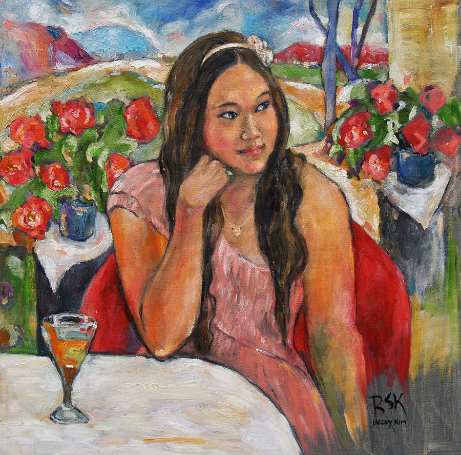 Pretty Woman Movie Painting - Jinny in Pink Dress by Becky Kim