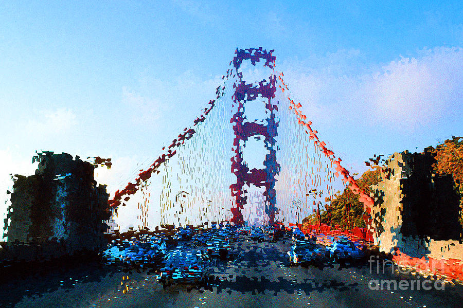 jittery Golden Gate Bridge Digital Art by Wernher Krutein
