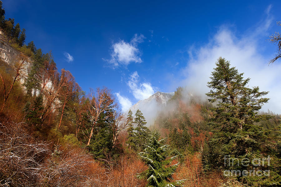Nature Photograph - Jiuzhaigou mountain pinnacle landscape by Fototrav Print