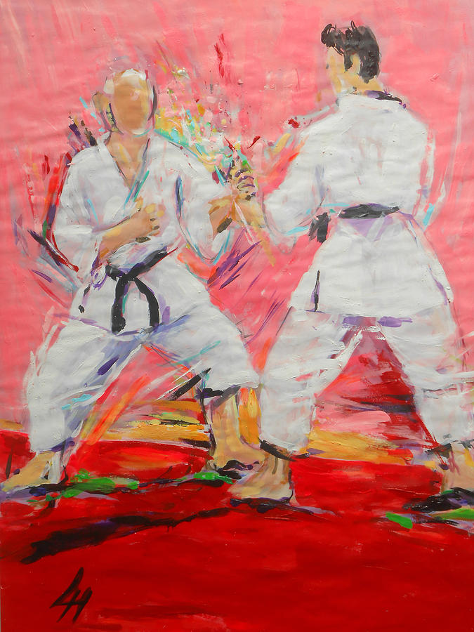 Sports Painting - Jiyu kumite by Lucia Hoogervorst