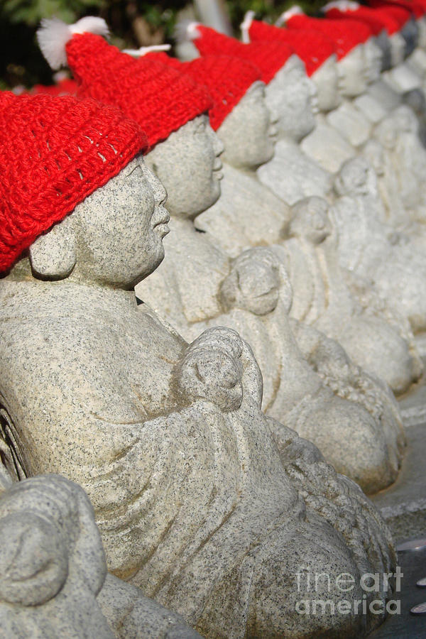 Jizos statues alignment, Japan Photograph by Delphimages Photo Creations