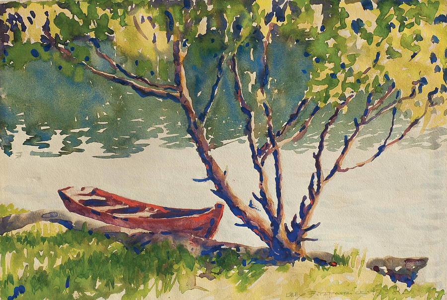 John Kelly Fitzpatrick Painting - The Red Boat by Kelly Fitzpatrick John Kelly Fitzpatrick Painting - The Red Boat by Kelly Fitzpatrick