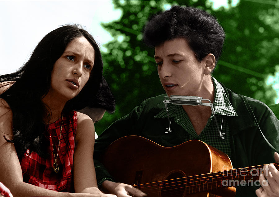 Bob Dylan Photograph - Joan Baez with Bob Dylan #2 by Celestial Images