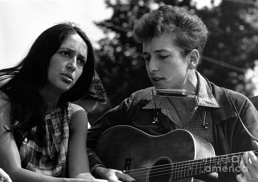 Bob Dylan Photograph - Joan Baez with Bob Dylan by Celestial Images