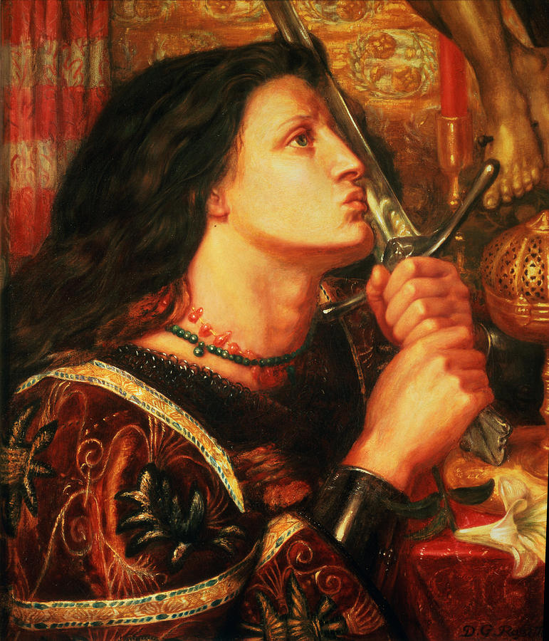Dante Gabriel Charles Rossetti Painting - Joan Of Arc Kissing The Sword by Dante Gabriel Charles Rossetti