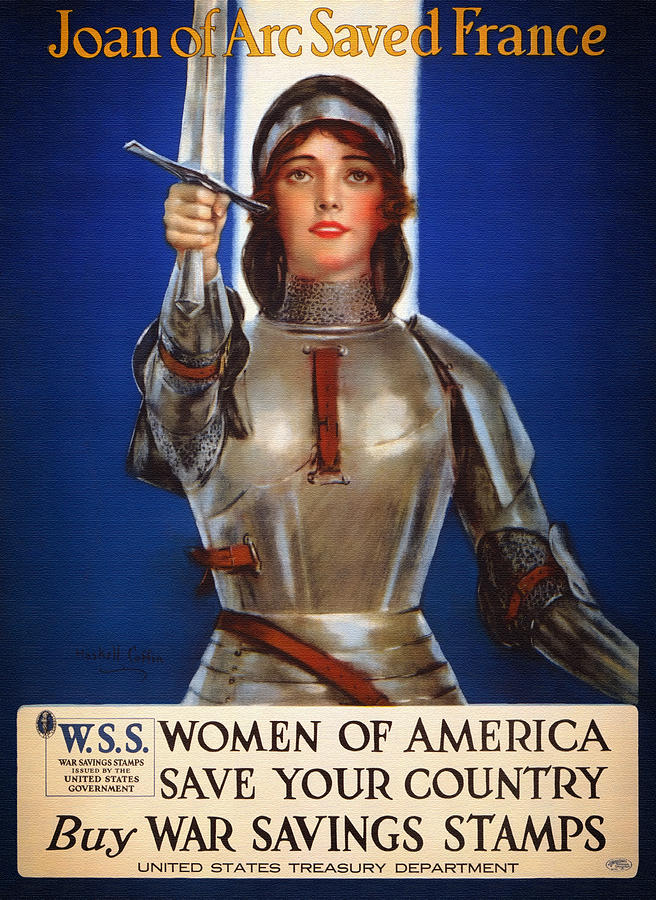 Joan Of Arc Drawing - Joan of Arc War Stamps Poster 1918 by Mountain Dreams