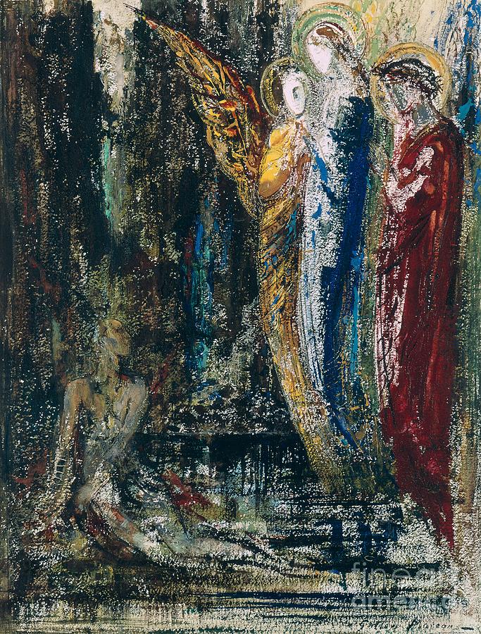 Gustave Moreau Painting - Job and the Angels by Gustave Moreau