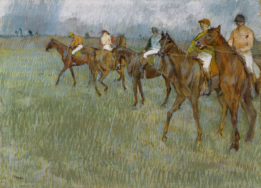 Edgar Degas Drawing - Jockeys In The Rain, 1886 by Edgar Degas