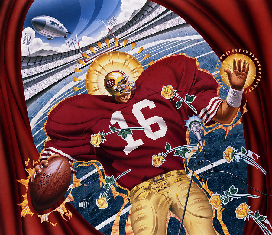 Joe Montana and The San Francisco Giants Painting by Garth Glazier