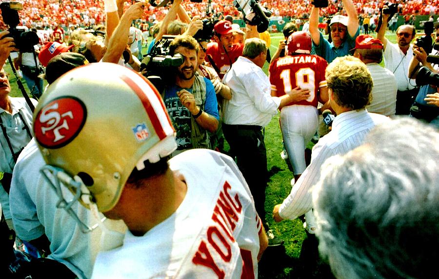 Joe Montana meets Steve Young Photograph by Retro Images Archive