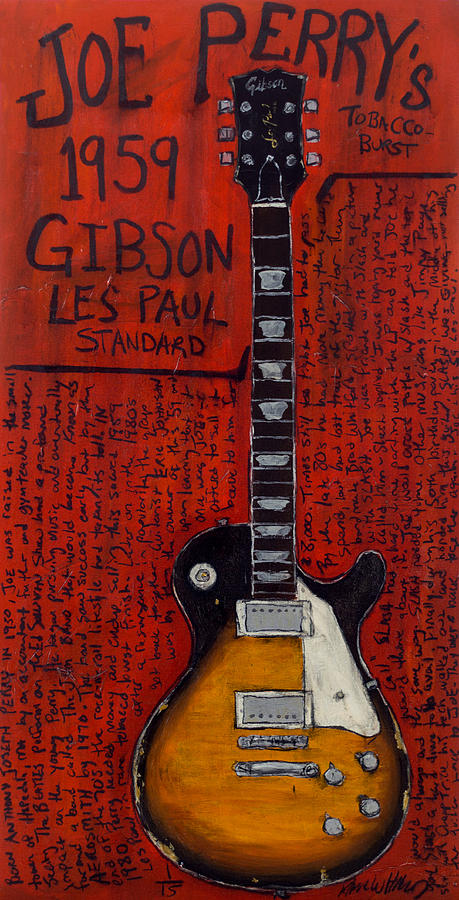 Joe Perry Gibson Les Paul Guitar Art. Aerosmith. Painting by Karl Haglund