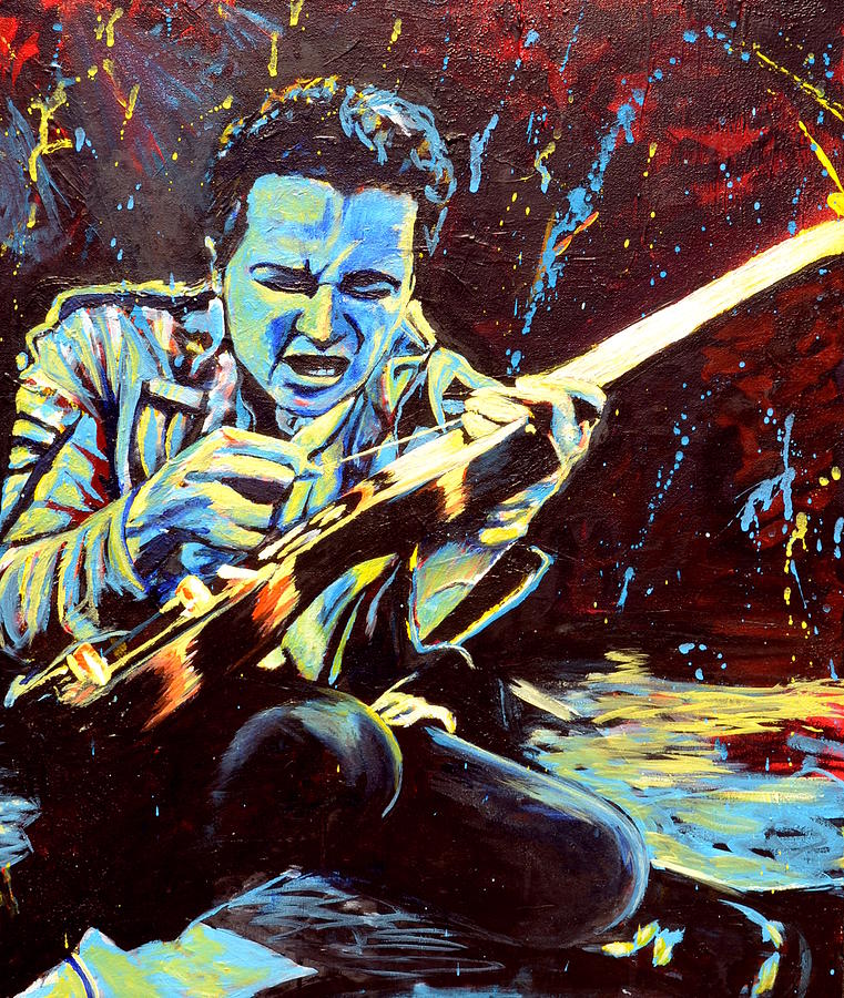 Joe Strummer Painting - Joe Strummer with Fender Strat by Kat Richey