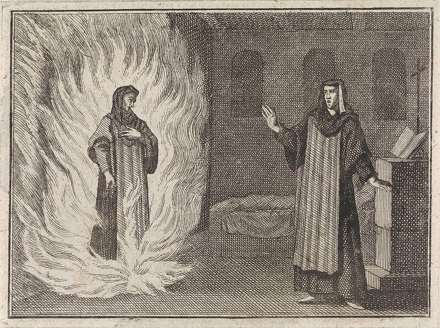 Johanna Catherine Appears As A Spirit In Purgatory Drawing by Caspar