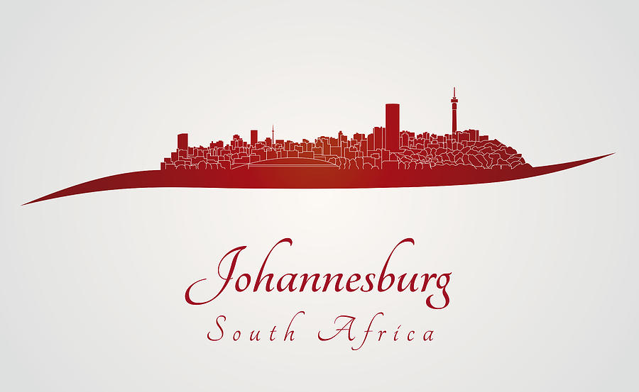 Johannesburg skyline in red Digital Art by Pablo Romero