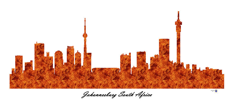 Johannesburg South Africa Raging Fire Skyline Digital Art by Gregory Murray
