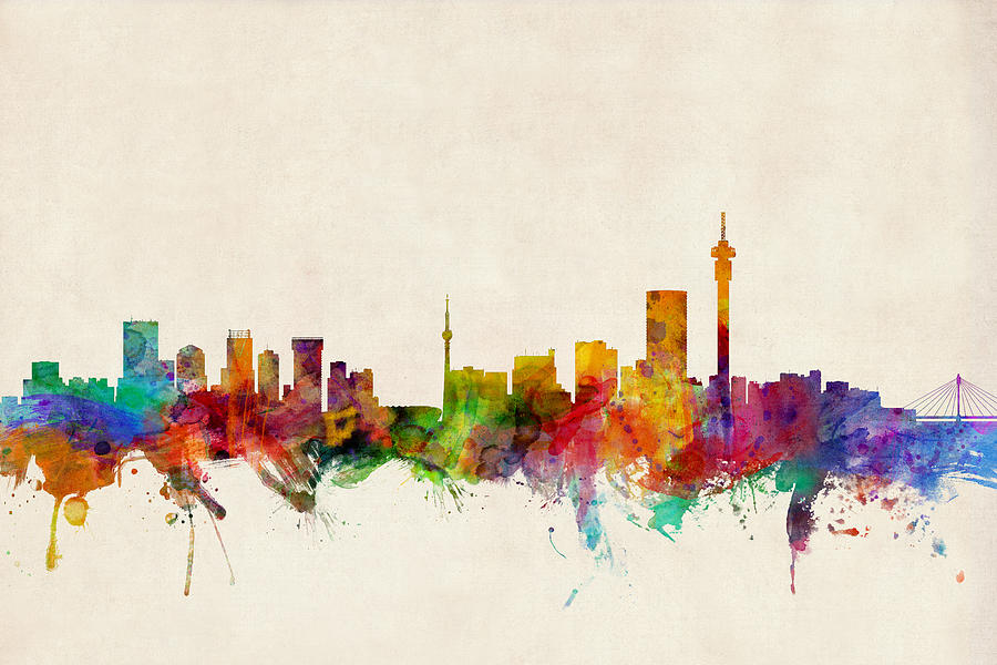 Johannesburg South Africa Skyline Digital Art by Michael Tompsett