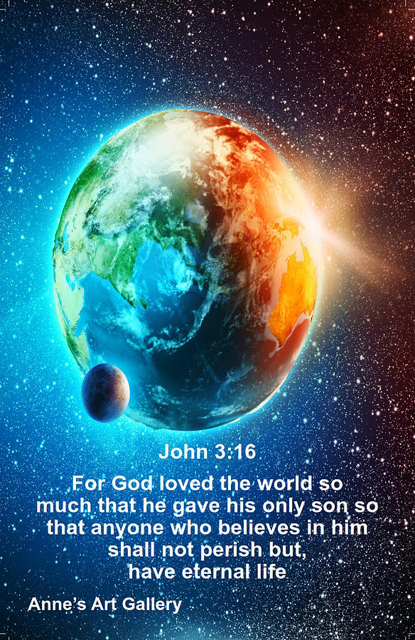 John 3 16 Digital Art by Anne Bloch