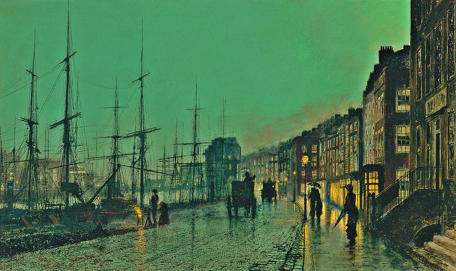 John Atkinson Grimshaw Shipping on the Clyde 1881 Painting by Movie Poster Prints