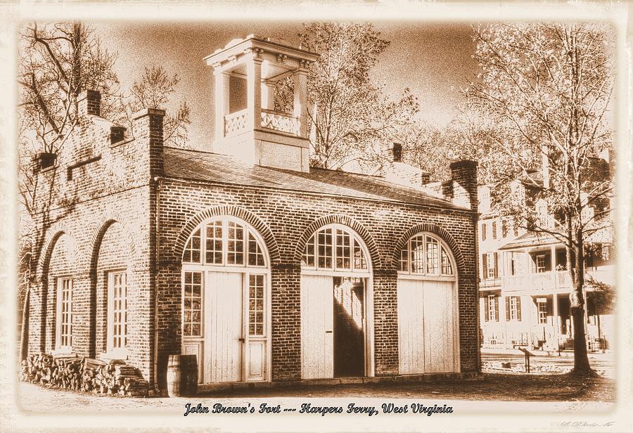 John Browns Fort - Harpers Ferry West Virginia - Modern Day Sepia Photograph by Michael Mazaika
