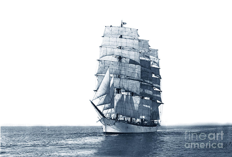 San Francisco Photograph - John Ena 4 masted square rigger ship Bark built in 1892 circa 1900 by Monterey County Historical Society