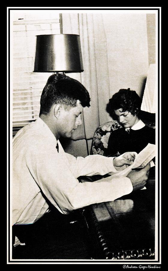 John F Kennedy Photograph - John F Kennedy and Jacqueline Studying at Home  by Audreen Gieger