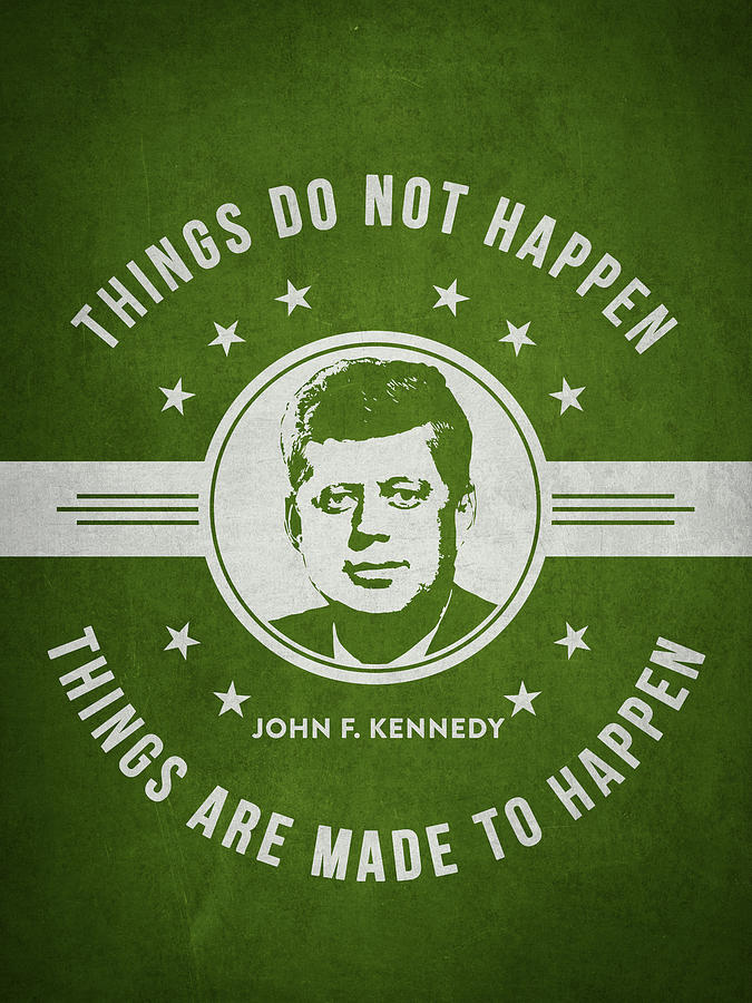 John F Kennedy Digital Art - John F Kennedy - Green by Aged Pixel