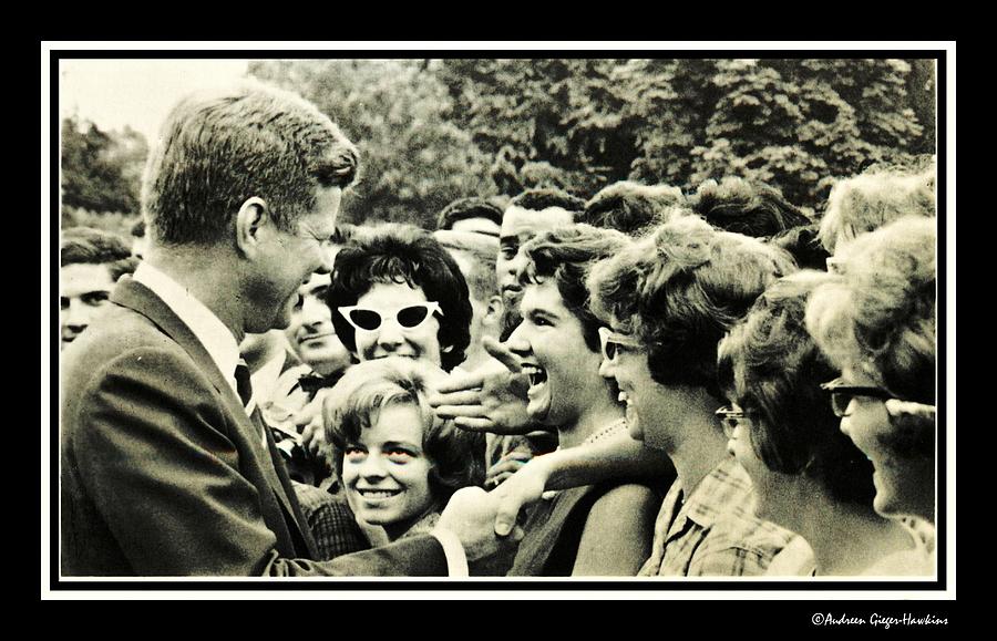 John F Kennedy Photograph - John F Kennedy greets Summer Job Students at White House by Audreen Gieger