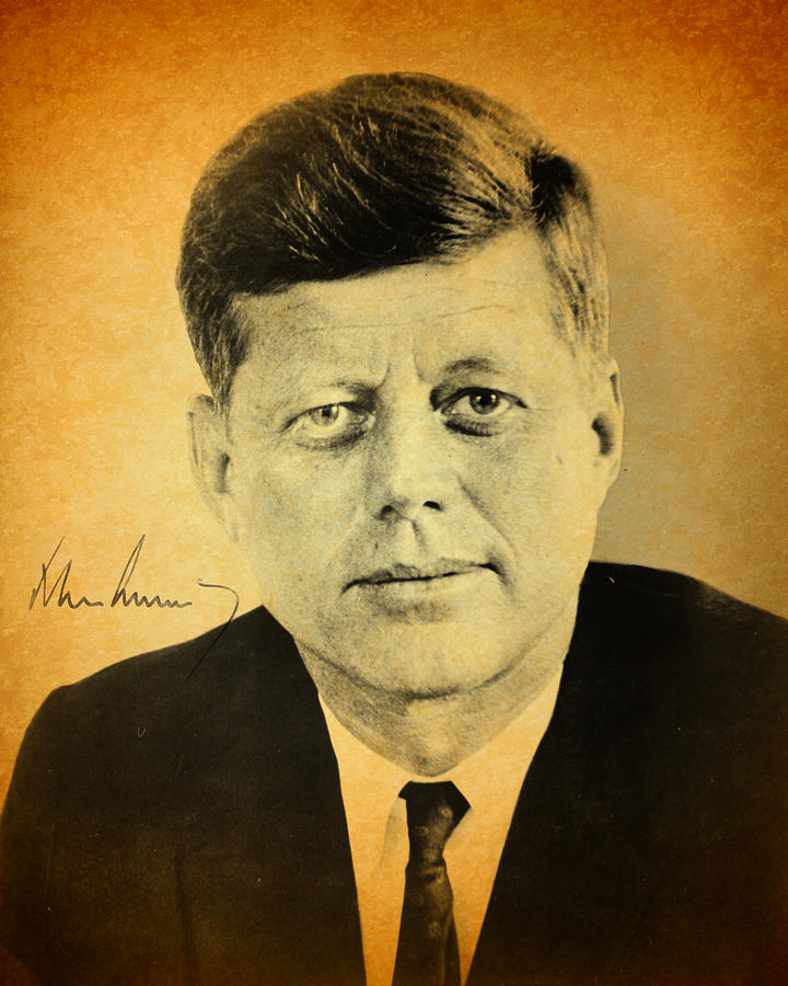 John F Kennedy Portrait and Signature Photograph by Design Turnpike