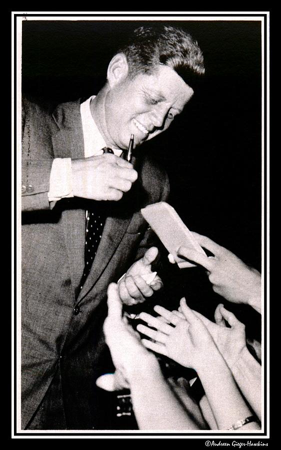 John F Kennedy Photograph - John F Kennedy Signing Autographs by Audreen Gieger
