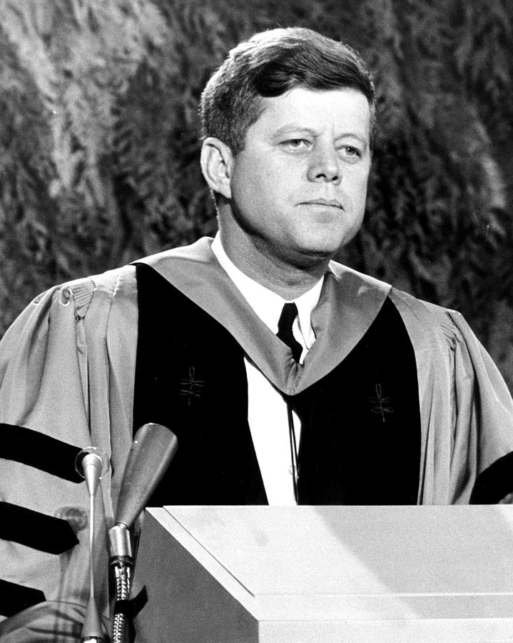 Vintage Photograph - John F. Kennedy Speaks To Graduates by Retro Images Archive