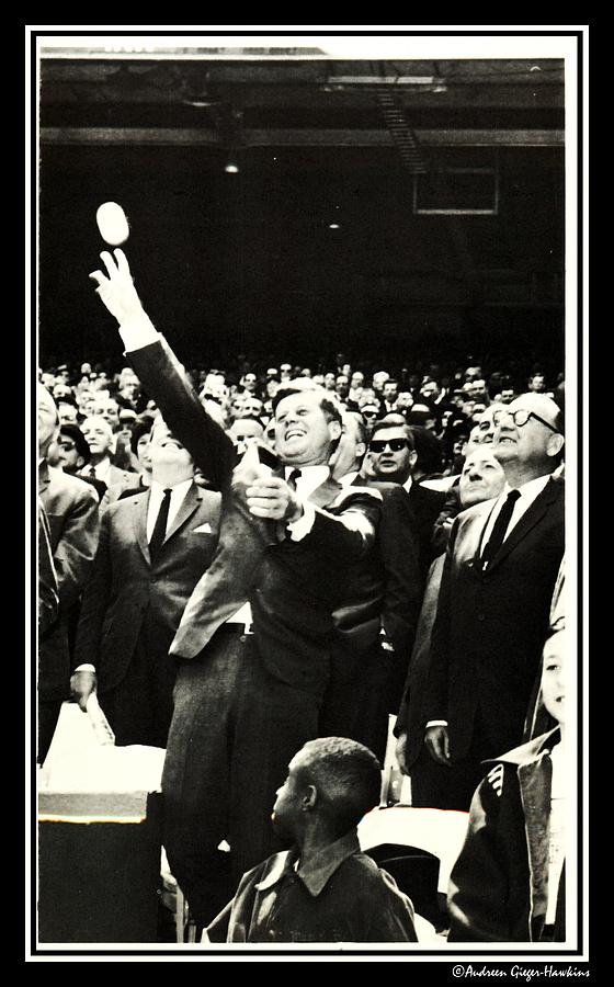 John F Kennedy Photograph - John F Kennedy Throws First Pitch by Audreen Gieger