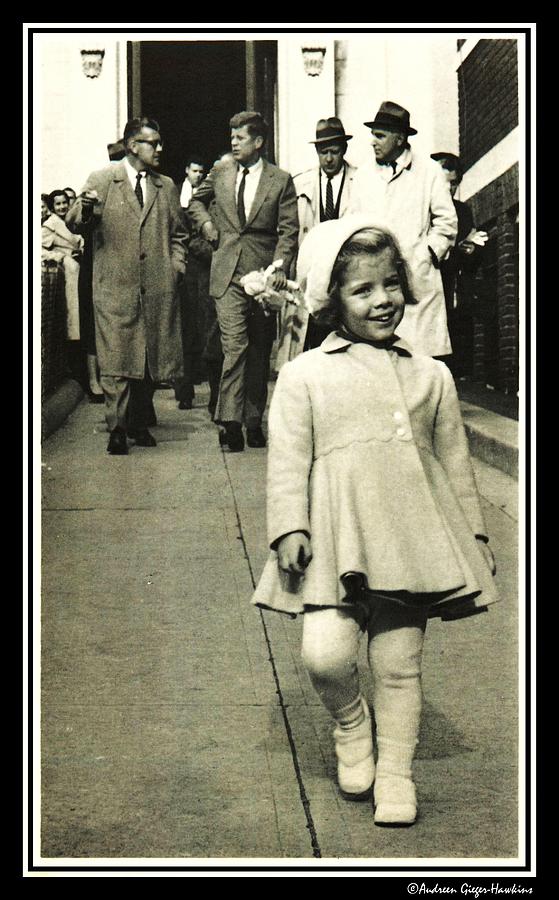 John F Kennedy Photograph - John F Kennedy Walking With Caroline by Audreen Gieger