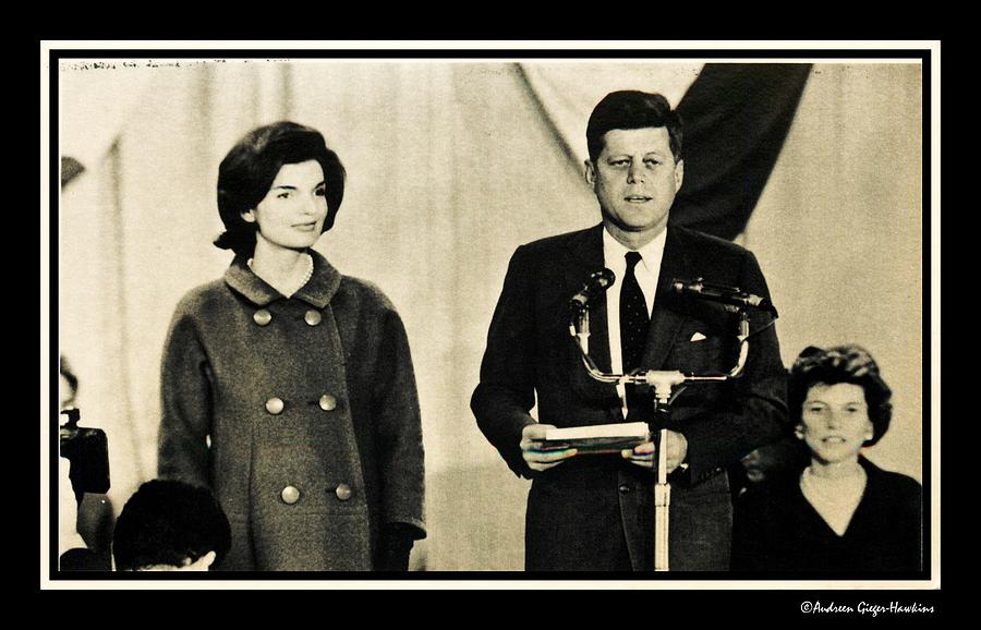 John F Kennedy Photograph - John F Kennedy with Jacqueline Making Acceptance Speech by Audreen Gieger