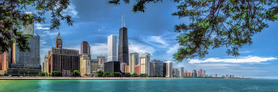 John Hancock Chicago Skyline Panorama Painting by Christopher Arndt