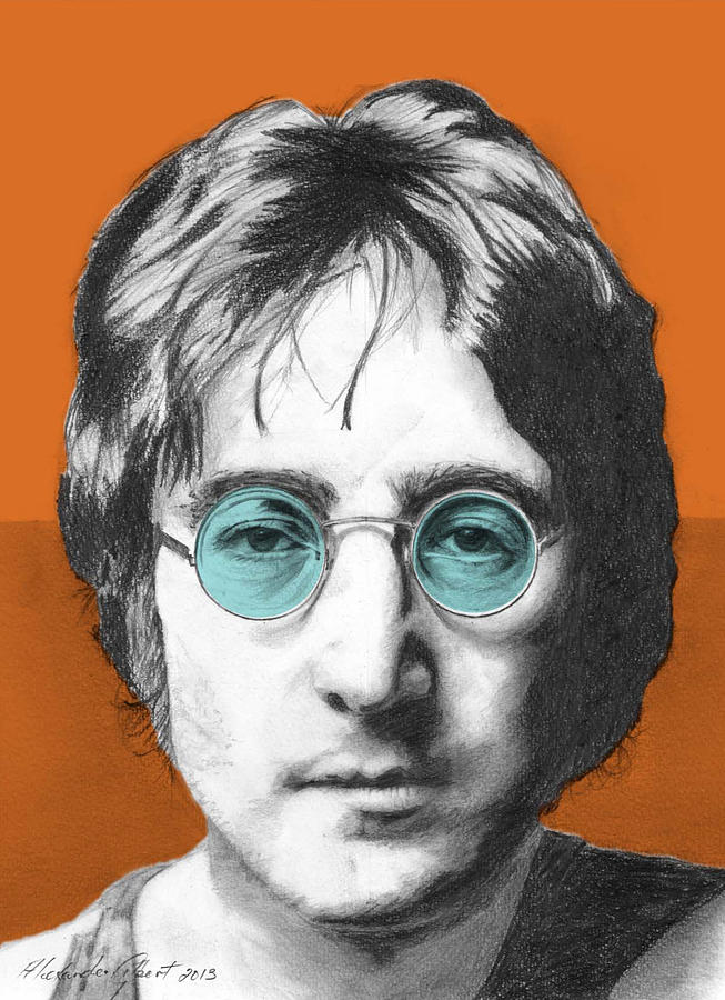 John Lennon - Individual Orange Drawing by Alexander Gilbert - Pixels