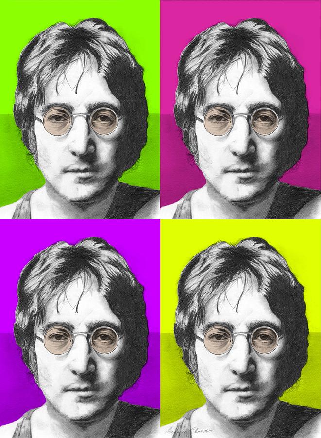 John Lennon - 4up One Print Drawing by Alexander Gilbert - Fine Art America