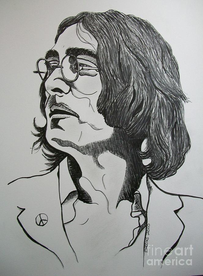 John Lennon Drawing - John Lennon 2. by Richard Brooks