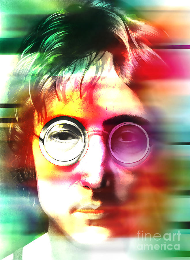John Lennon over John Lennon Mixed Media by Marvin Blaine
