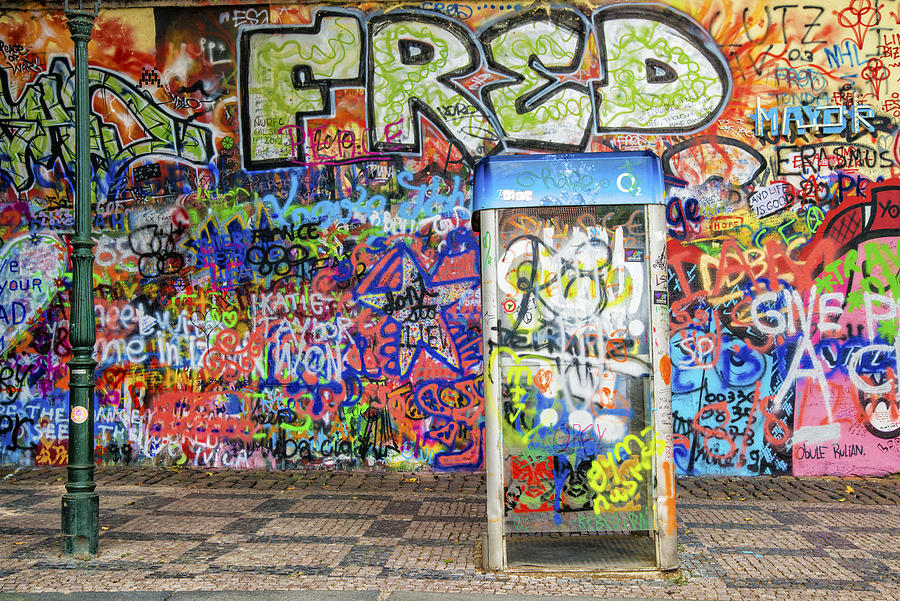 John Lennon Wall in Prague with colorful graffiti Photograph by Matthias Hauser
