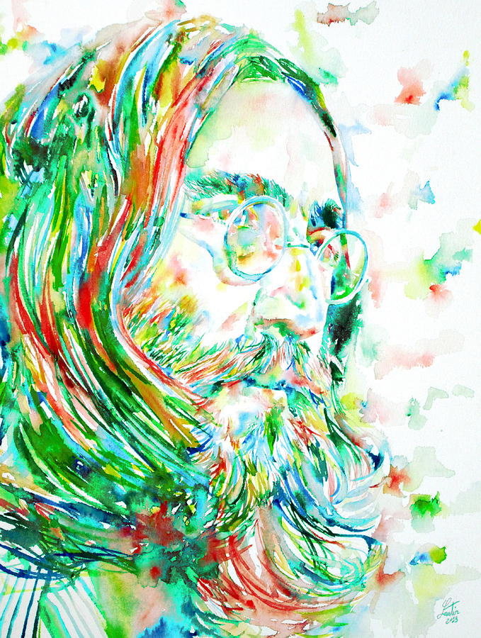 John Lennon Watercolor Portrait Painting by Fabrizio Cassetta