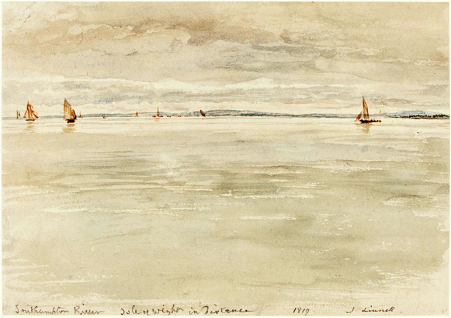 John Linnell, British 1792-1882, Sailboats On Southampton Drawing by ...