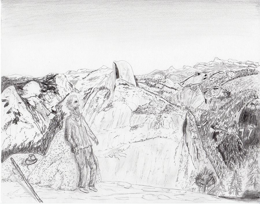 John Muir at Glacier Point Drawing by Jim Taylor