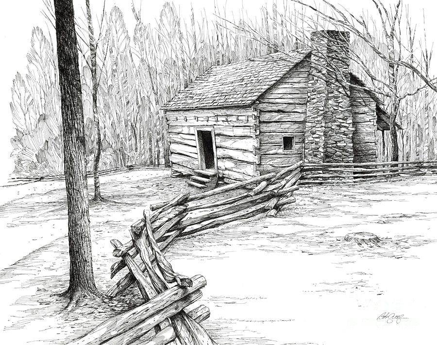 John Ownby Cabin Drawing by Bob  George