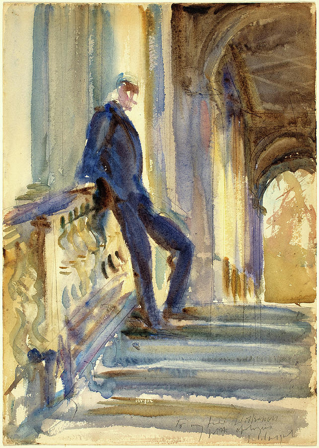 John Singer Sargent Drawing - John Singer Sargent, Sir Neville Wilkenson On The Steps by Litz Collection