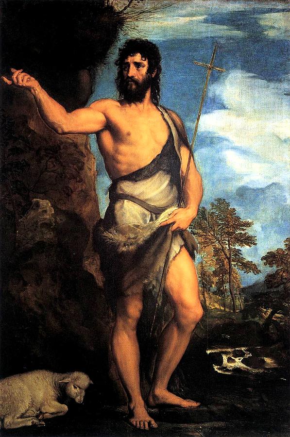 John the Baptist  Painting by Tiziano Vecellio
