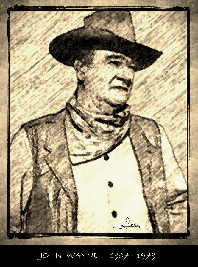 John Wayne Drawing by George Rossidis