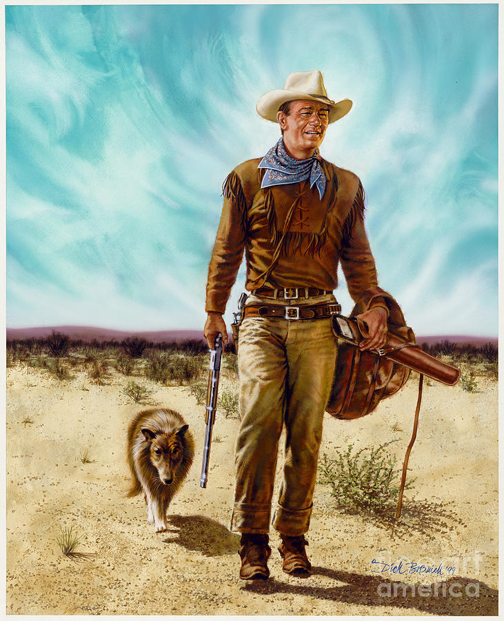 John Wayne HONDO Painting by Dick Bobnick