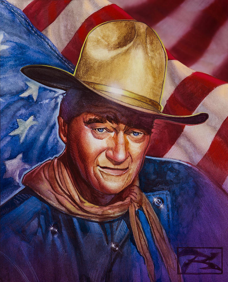 Duke University Painting - John Wayne Portrait by T M Rhyno