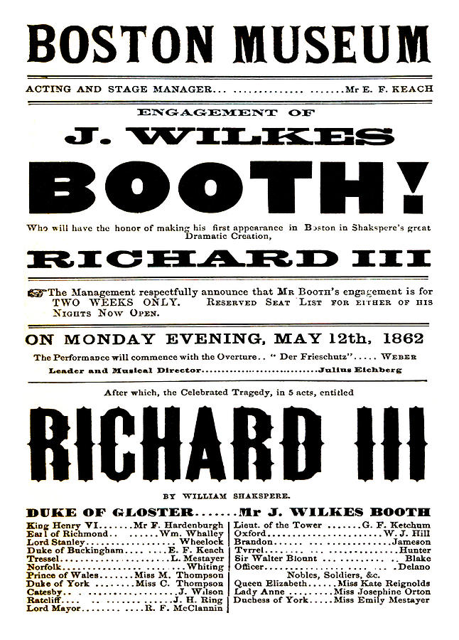 John Wilkes Booth Playbill Mixed Media by Charlie Ross