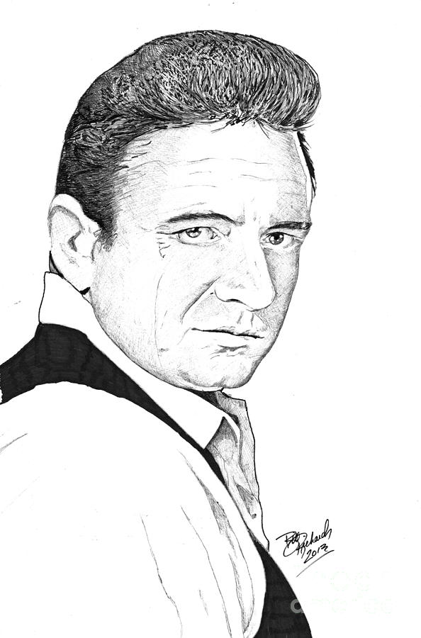 Johnny Cash Drawing by Bill Richards